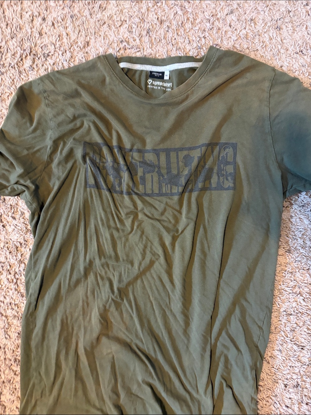 Unbranded Men's Olive Green Graphic Crew Neck T-Shirt